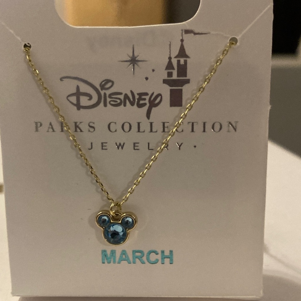 Disney Parks Collection Jewelry Gold Mickey March Birthstone Necklace